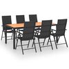 vidaXL Ensemble &agrave; manger de jardin 7 pcs noir et marron