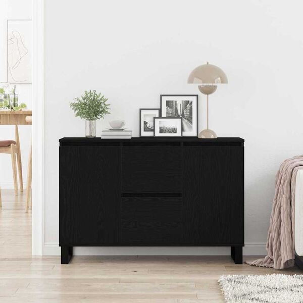 vidaXL Buffet Ch&ecirc;ne noir 101,5 x 35 x 70 cm Bois d'ing&eacute;nierie