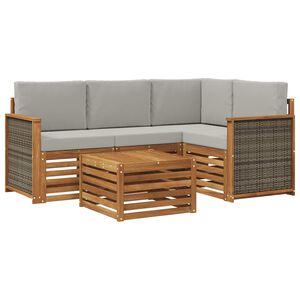 vidaXL Ensemble de canap&eacute;s d'ext&eacute;rieur 5 pc Naturel et gris clair