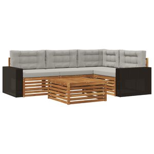 vidaXL Ensemble de canap&eacute;s d'ext&eacute;rieur 5 pc Naturel et gris clair