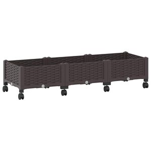 vidaXL Jardini&egrave;re avec Roues Marron 120 x 40 x 29 cm PP