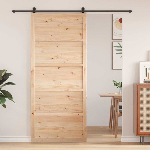 vidaXL Porte de Grange Naturel 100 x 208 cm Bois de pin massif