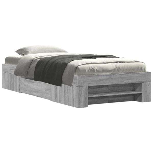 vidaXL Cadre de lit sans matelas sonoma gris 90x190 cm