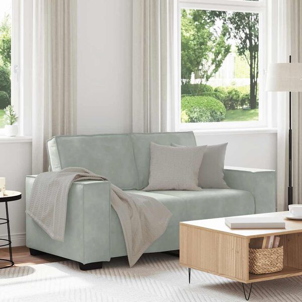 vidaXL Canapé à 2 places Gris clair 120 cm Velours