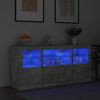 vidaXL Buffet avec lumi&egrave;res LED gris b&eacute;ton 142,5x37x67 cm