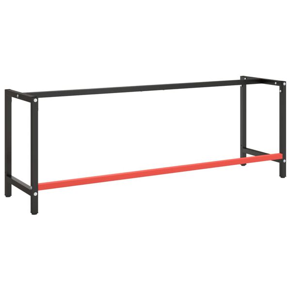 vidaXL Cadre de banc de travail Noir et rouge mat 220x57x79 cm M&eacute;tal