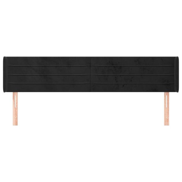 vidaXL T&ecirc;te de lit avec oreilles Noir 203x16x78/88 cm Velours