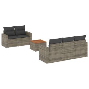 vidaXL Salon de jardin 6 pcs avec coussins gris r&eacute;sine tress&eacute;e