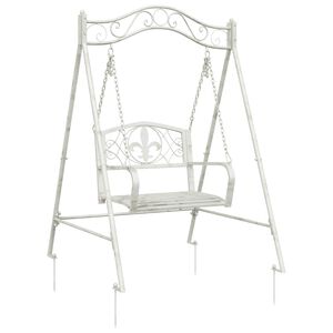 vidaXL Banc Balan&ccedil;oire Acier 113 x 121,5 x 168 cm Blanc antique