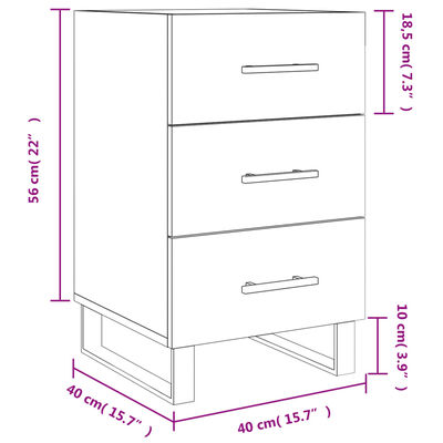 vidaXL Table de chevet blanc brillant 40x40x66 cm bois d'ingénierie