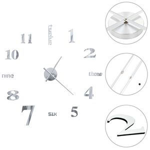 vidaXL Horloge murale 3D Design moderne 100 cm XXL Argent&eacute;