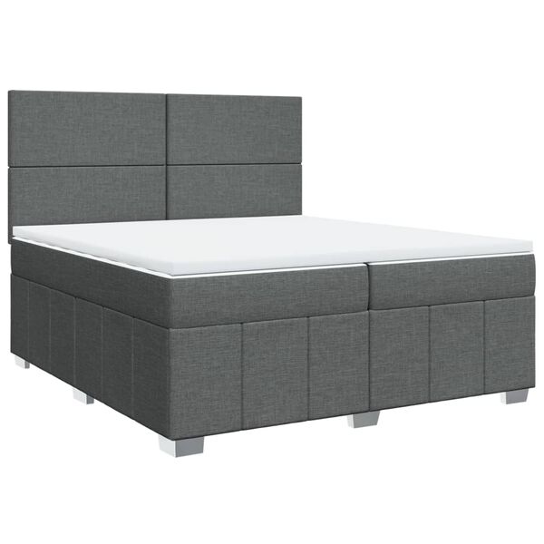 vidaXL Sommier &agrave; lattes de lit avec matelas Gris fonc&eacute; 200x200cm Tissu