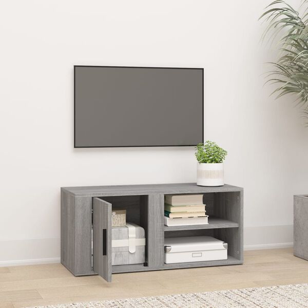 vidaXL Meuble TV Sonoma gris 80x31,5x36 cm Bois d'ing&eacute;nierie