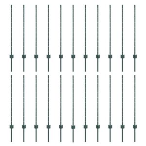 vidaXL Poteau de cl&ocirc;ture. 22 pcs Vert 140 cm Acier