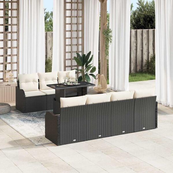 vidaXL Ensemble de canap&eacute; de jardin 8 pcs Noir Poly Rattan