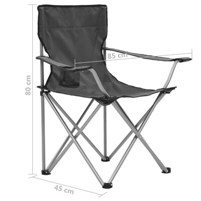 vidaXL Table et chaises de camping 3 pcs Gris