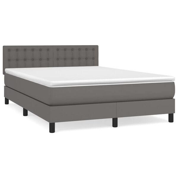 vidaXL Sommier &agrave; lattes de lit avec matelas Gris 140x200 cm Similicuir