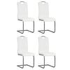 vidaXL Chaises &agrave; manger cantilever lot de 4 blanc similicuir