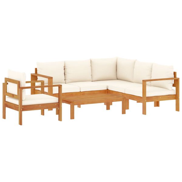 vidaXL Salon de jardin avec coussins 5 pcs Bois d'acacia solide