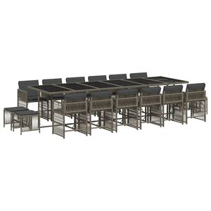 vidaXL Ensemble &agrave; manger de jardin 17 pcs et coussins r&eacute;sine tress&eacute;e