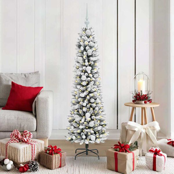 vidaXL Sapin de No&euml;l artificiel Blanc 150 cm PVC, m&eacute;tal et plastique