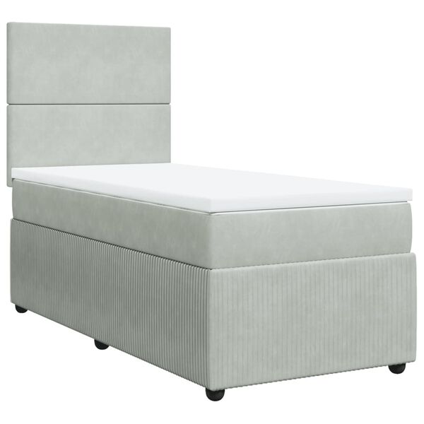 vidaXL Sommier &agrave; lattes de lit et matelas Gris clair 90x190 cm Velours