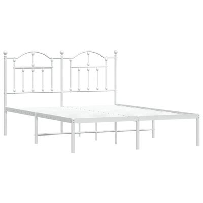 vidaXL Cadre de lit métal sans matelas et tête de lit blanc 140x190 cm