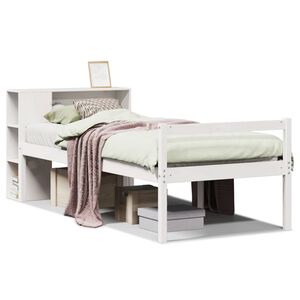 vidaXL Lit biblioth&egrave;que sans matelas blanc 75x190cm bois de pin massif
