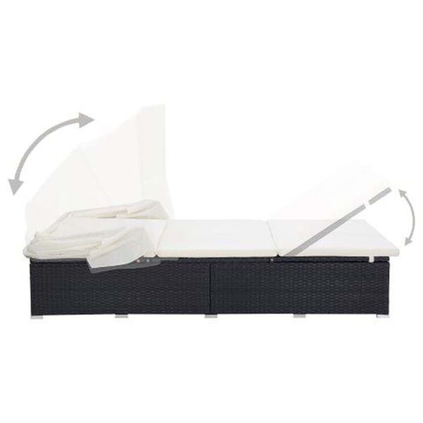 vidaXL Transat &agrave; 2 places avec coussin R&eacute;sine tress&eacute;e Noir