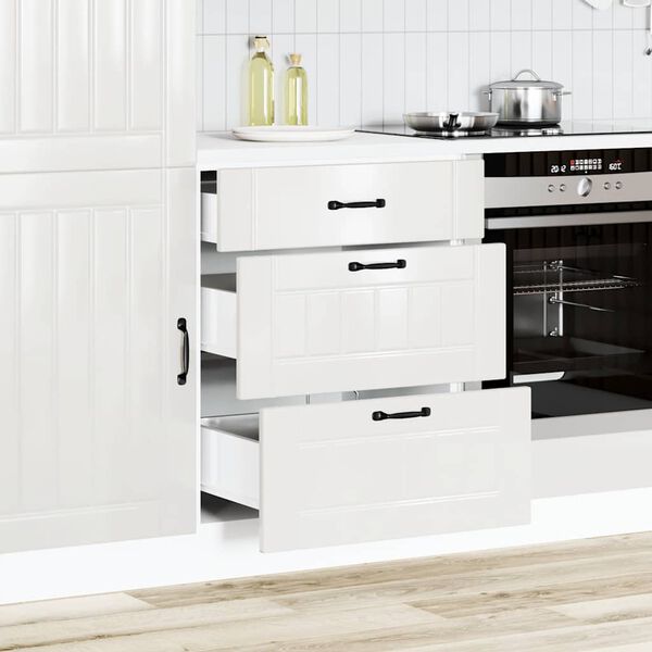 vidaXL Meuble bas de cuisine &laquo; Lucca &raquo; Bois d'ing&eacute;nierie blanc brillant