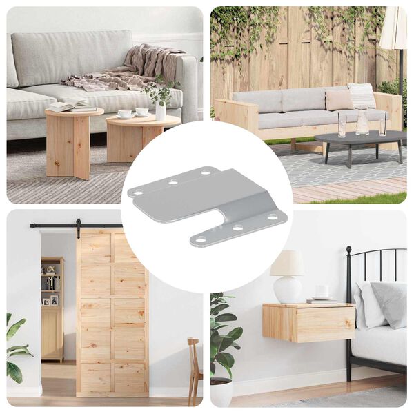 vidaXL Support de montage encastr&eacute; 12 pcs Argent&eacute; 75 x 66 mm Acier