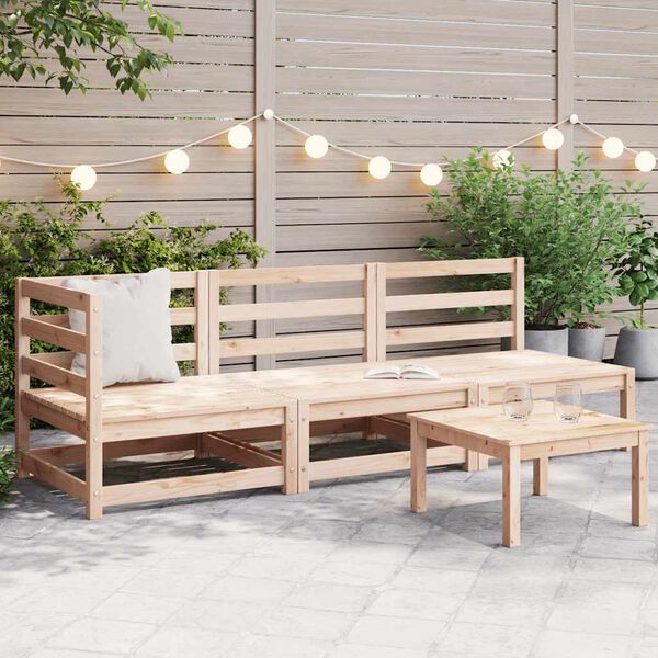vidaXL Salon de jardin 3 pcs bois massif de pin