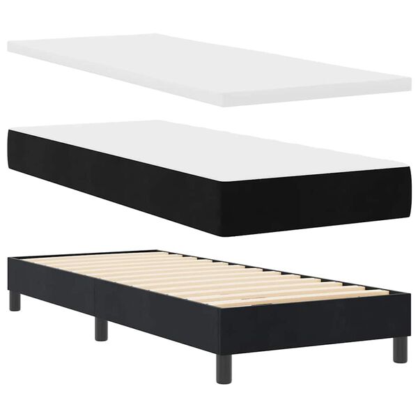 vidaXL Lit &agrave; ressorts avec matelas Noir 200 x 80 cm Polyester