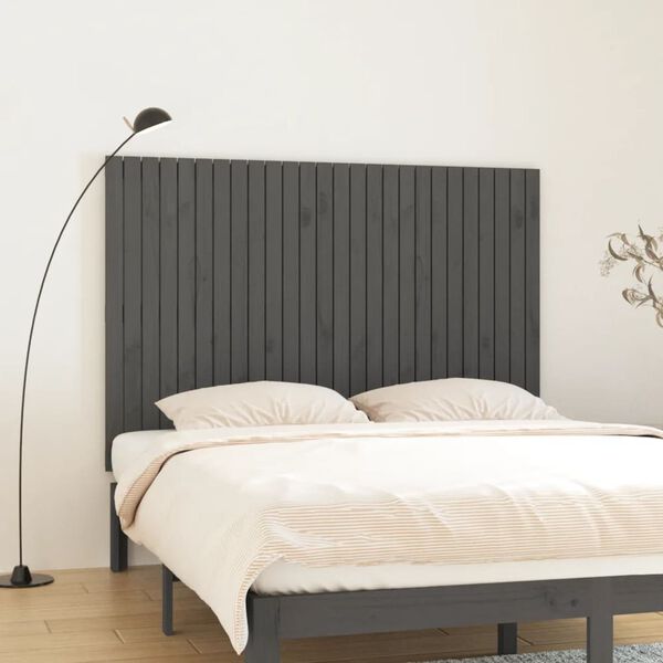 vidaXL T&ecirc;te de lit murale Gris 166x3x110 cm Bois massif de pin