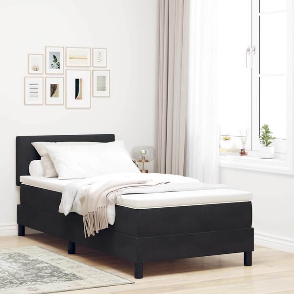 vidaXL Lit &agrave; ressorts avec matelas Noir 80 x 200 cm Velours