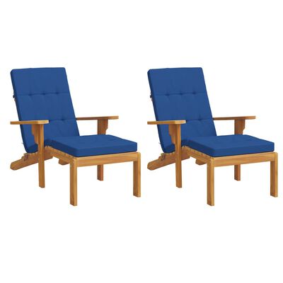 vidaXL Coussins de chaise longue lot de 2 bleu royal tissu oxford