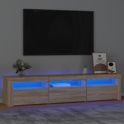 vidaXL Meuble TV avec lumières LED Chêne sonoma 180x35x40 cm