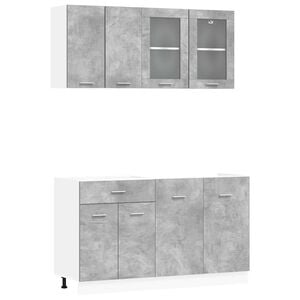 vidaXL Unit&eacute; de cuisine LYON 4 pc Gris b&eacute;ton Bois d'ing&eacute;nierie