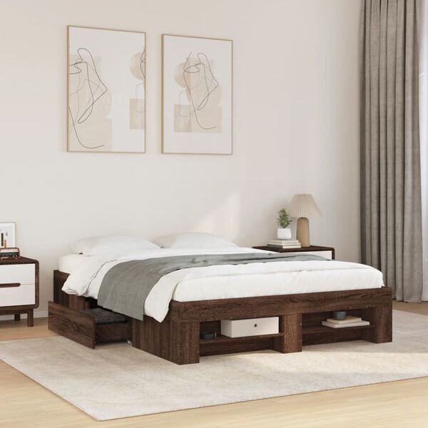 vidaXL Cadre de lit sans matelas ch&ecirc;ne marron 120x190 cm