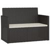 vidaXL Banc de jardin avec coussins Noir 105 cm R&eacute;sine tress&eacute;e