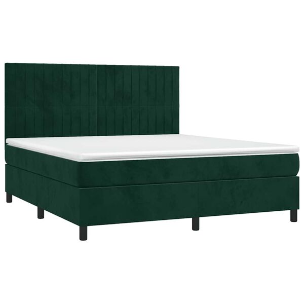 vidaXL Sommier &agrave; lattes de lit matelas et LED Vert fonc&eacute; 180x200 cm