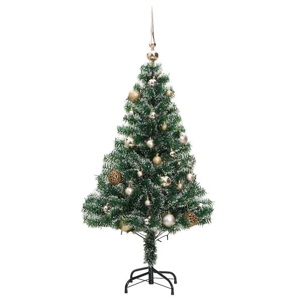 vidaXL Sapin de Noël artificiel 150 LED&boules&neige floquée 150 cm