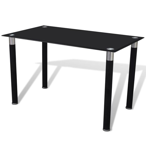 vidaXL Table de salle &agrave; manger avec dessus de table en verre Noir