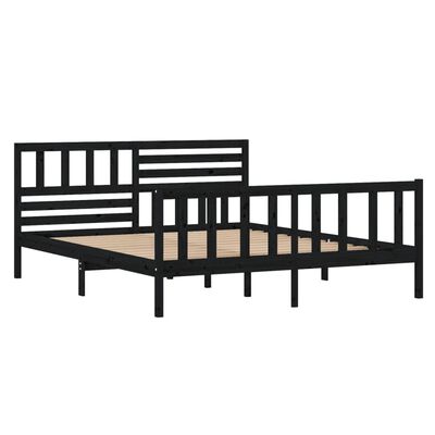 vidaXL Cadre de lit Noir Bois massif 140x190 cm