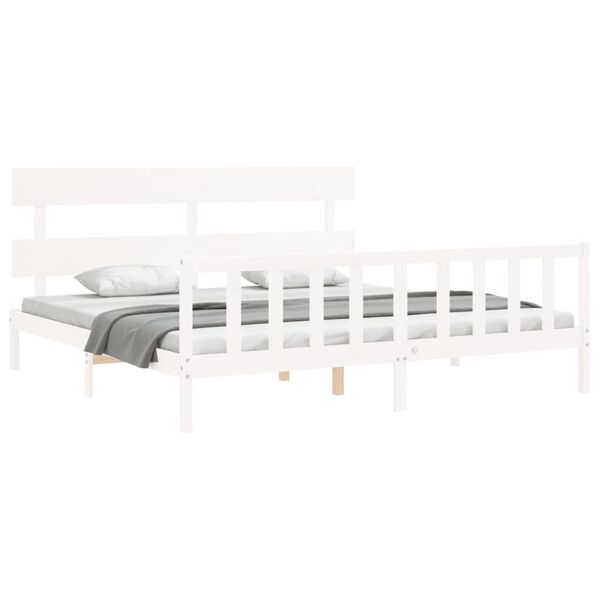 vidaXL Cadre de lit sans matelas blanc bois massif de pin