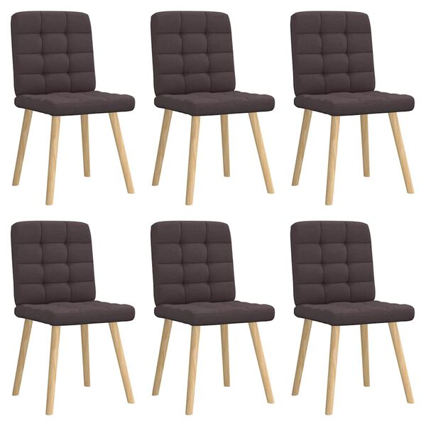 vidaXL Chaises &agrave; manger lot de 6 marron fonc&eacute; tissu