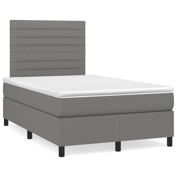 vidaXL Sommier &agrave; lattes de lit matelas LED gris fonc&eacute; 120x190 cm tissu