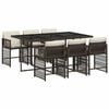 vidaXL Ensemble &agrave; manger de jardin et coussins 7 pcs marron rotin