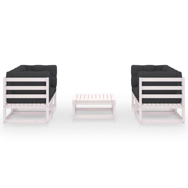 vidaXL Salon de jardin 5 pcs avec coussins Bois de pin massif