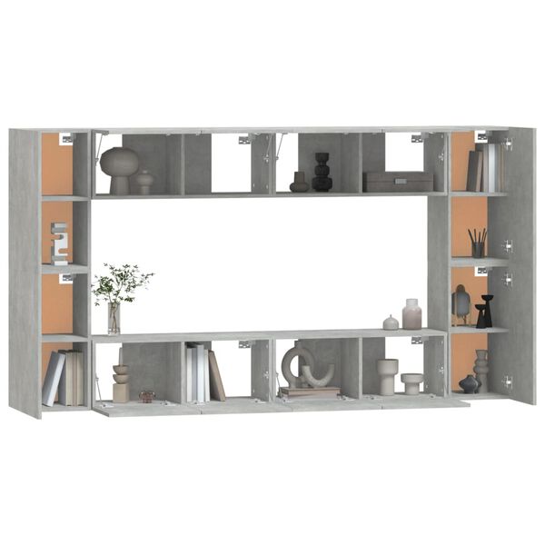 vidaXL Ensemble de meubles TV 8 pcs Gris b&eacute;ton Bois d'ing&eacute;nierie